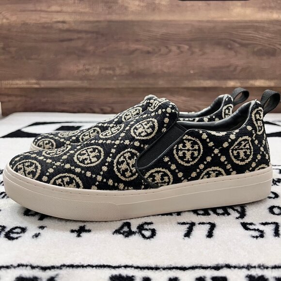 $268 Tory Burch T Monogram Soft Croco Embossed Slip-On Sneakers - Picture 1 of 8